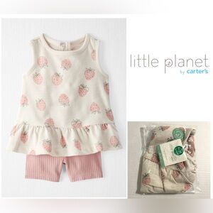 🆕CARTER’S LITTLE PLANET - NB - NWT - INFANT GIRLS 2PC STRAWBERRY SET